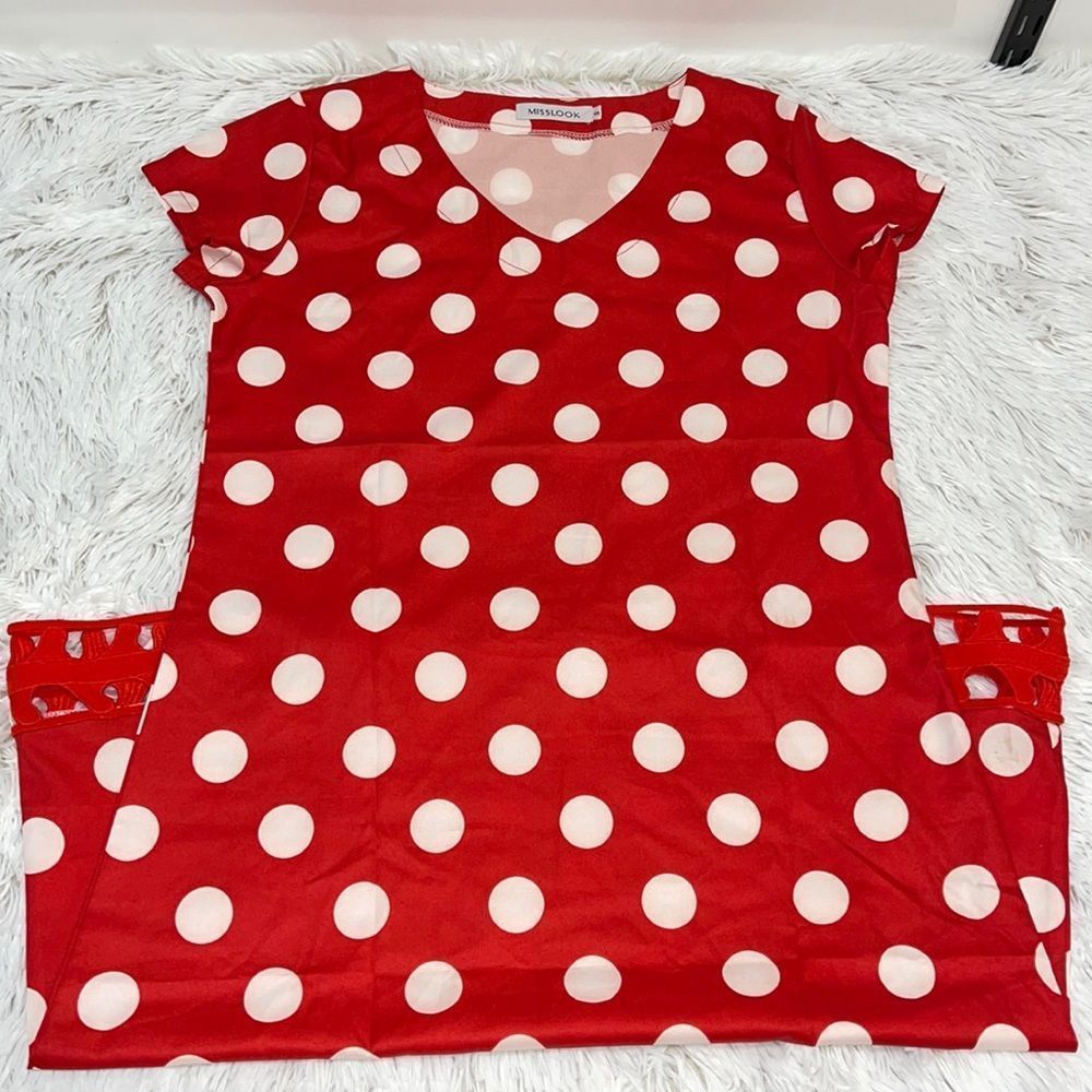 MISSLOOK Red Polka Dot Dress